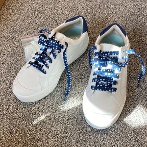 Dr. Scholl's White Shoes with Starry Blue Laces